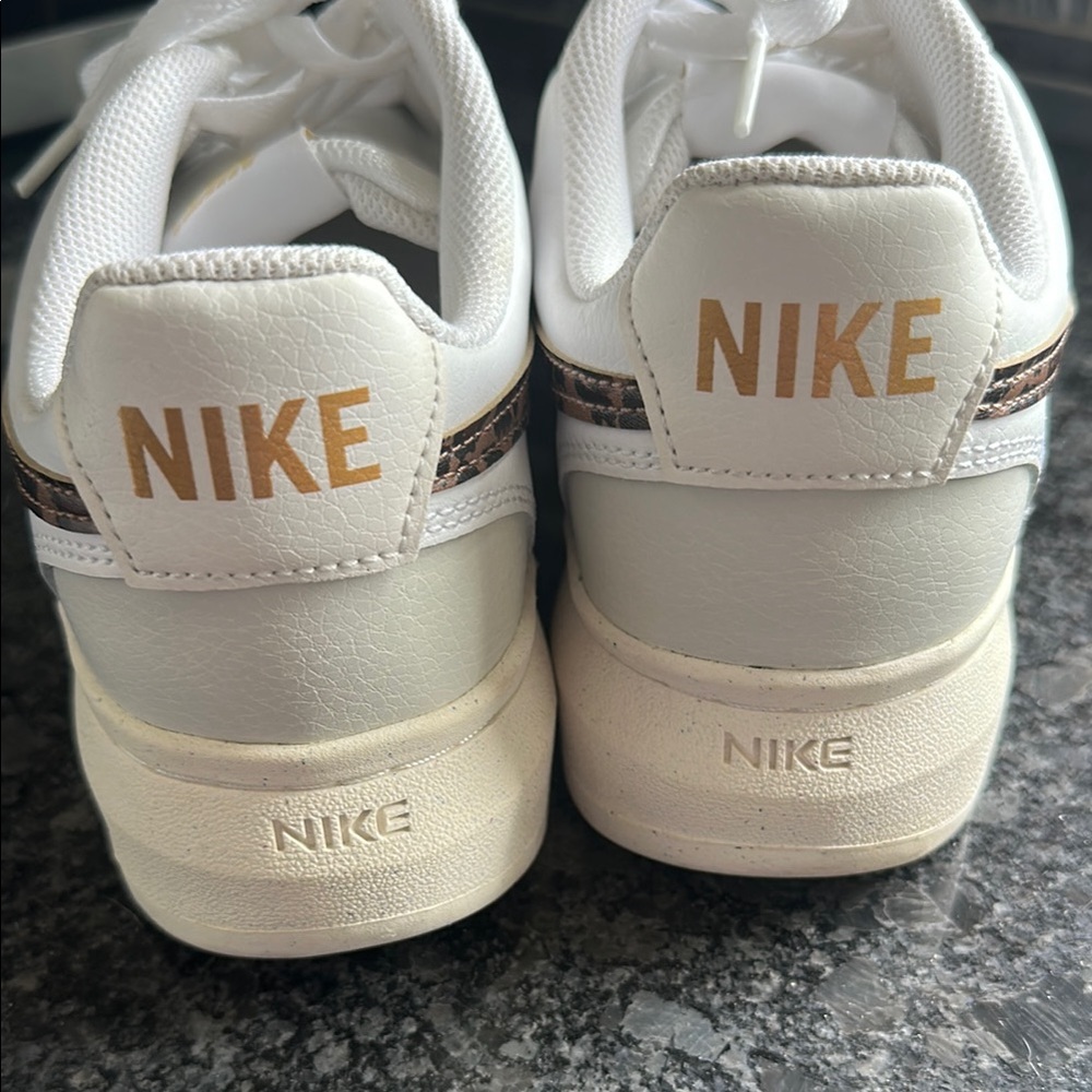 Nike White Sneakers with Leopard Swoosh (size 10.5) - Picture 5 of 6